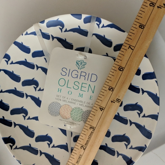 Sigrid Olsen Fish Melamine Side 4 Plates Nautical Beach Print - Picture 3 of 7